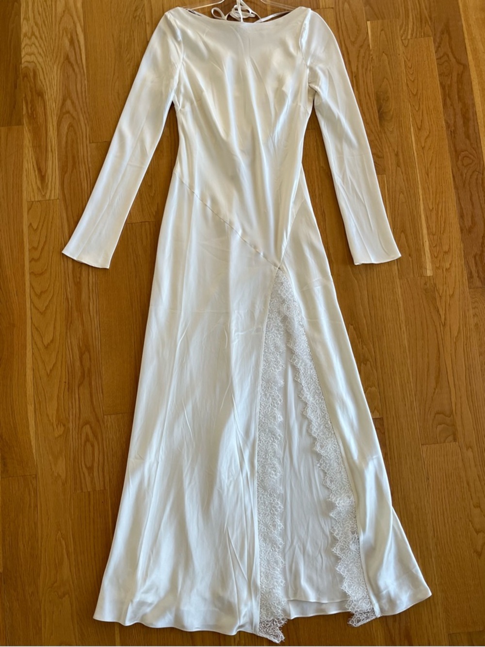 Shona Joy La Lune Cumulus Silk Backless Lace Split Maxi Dress in Ivory Size 6 - Picture 5 of 15